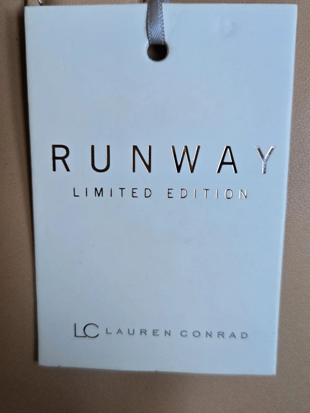 LC Lauren Conrad Runway Collect TAN Leather Tote Handbag Rose Gold Accents